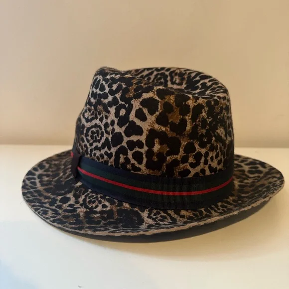 Grevi leopard Wool felt fedora Hat Women’s OS Made In Italy